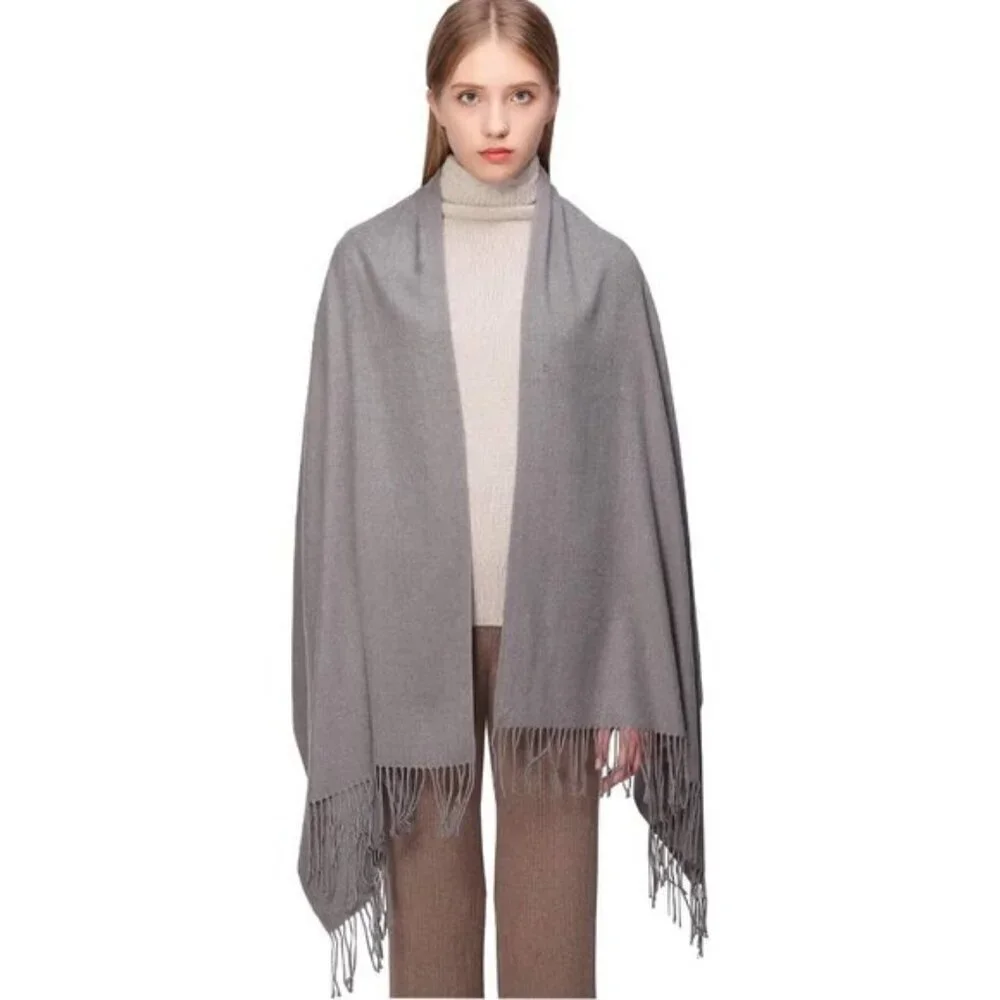 ⚡Women's Gray Pashmina Shawls Evening Dress Bridesmaid Winter Warm Long Scarf